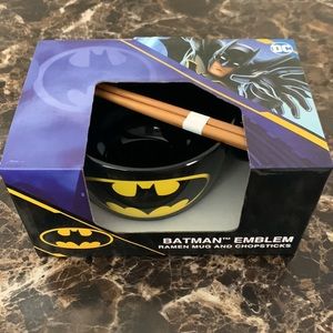 DC Batman Emblem Ramen Mug Cup Bowl With Chopsticks